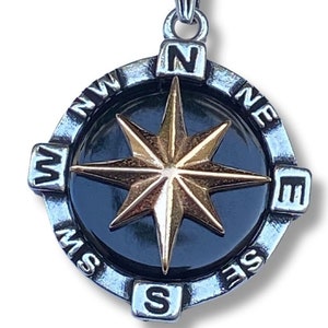 North Star Compass Pendant Men 925 Sterling Silver Gold Northstar fine Jewelry Boyfriend Unisex Pendant Birthday Gift Her Him Christmas Gift