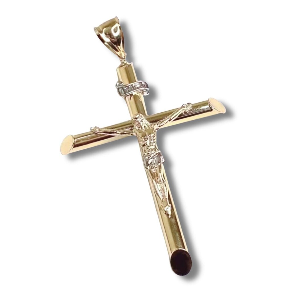 Mens Gold Cross Pendant, 14K Gold Filled Cross, Gift for Men, Large