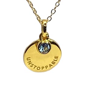 14k Gold Chain over Sterling Silver • Minimalist Gold Chain •  Gold Chain • Dainty Coin Chain •  Blue Crystal • Sterling Silver Necklace,