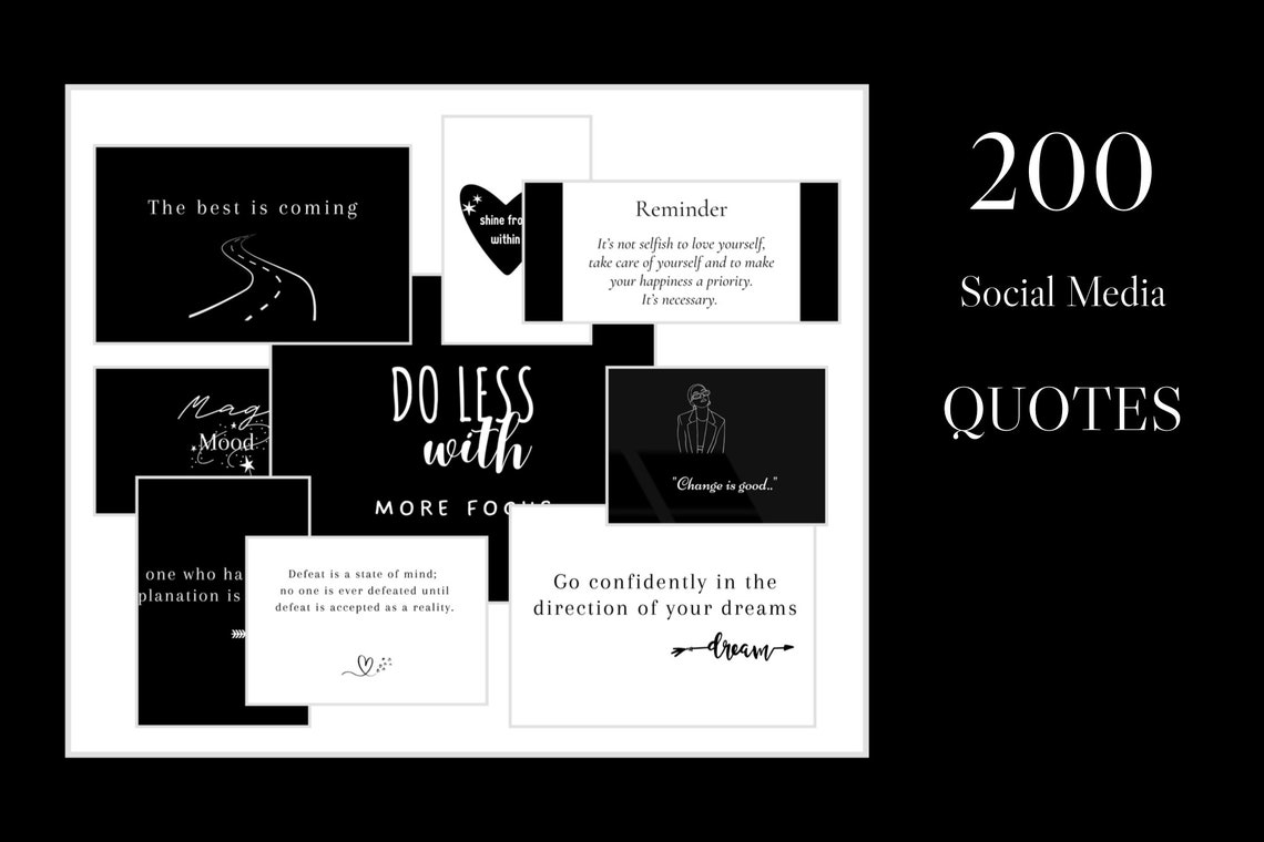 200 Inspirational Quotes for Instagram Brand Engagement Black and White ...