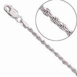 Sterling silver necklace chain, chain necklace, diamond cut  rope chain, silver necklace for men, silver chain for women, Rope chain