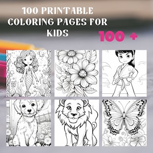 100 Printable Coloring Pages for Kids BUNDLE + BIG BONUS - Etsy