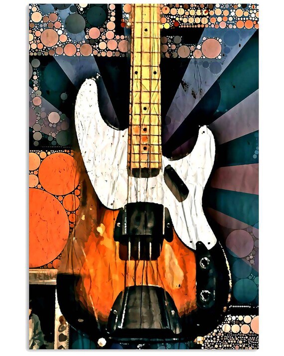 Bass Guitar Art Color Framed Canvas Photo Print Wall Art Etsy