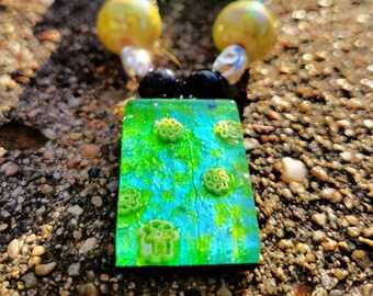 Handmade Bright Green Glass Beaded Necklace