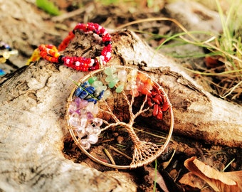 Rainbow Tree of Life Necklace