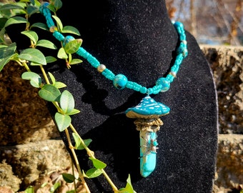 Turquoise Mushroom Spider Necklace