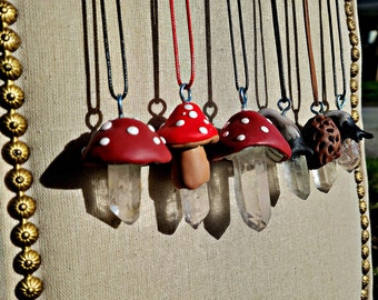 Handmade Cristal Mushrooms Necklaces