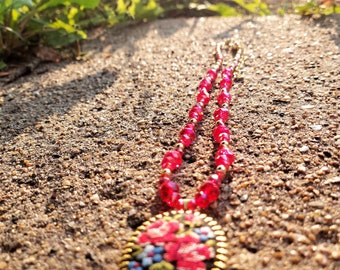 Handmade Red Embroidery Necklace