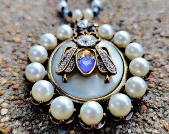 Handmade Pearl Insect Necklace