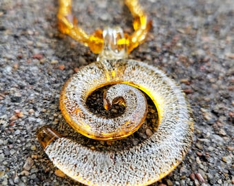 Handmade Yellow Glass Spiral Beaded Necklace