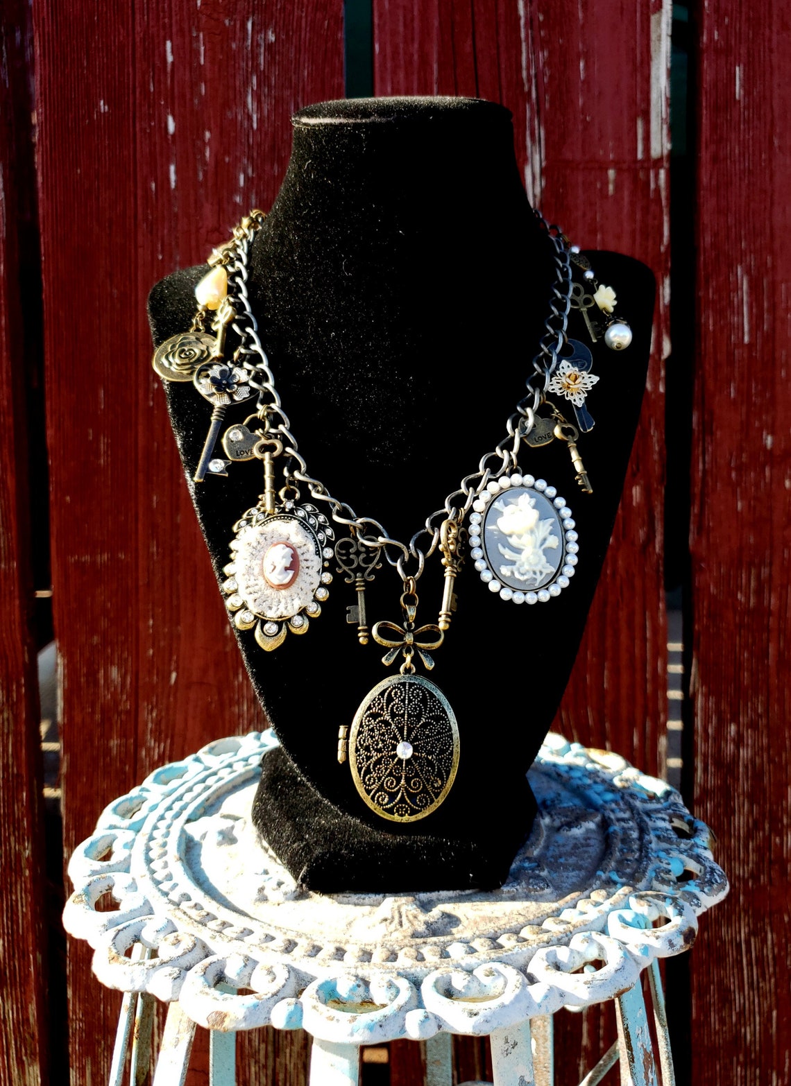 Handmade Key Locket Charm Necklace Etsy New Zealand