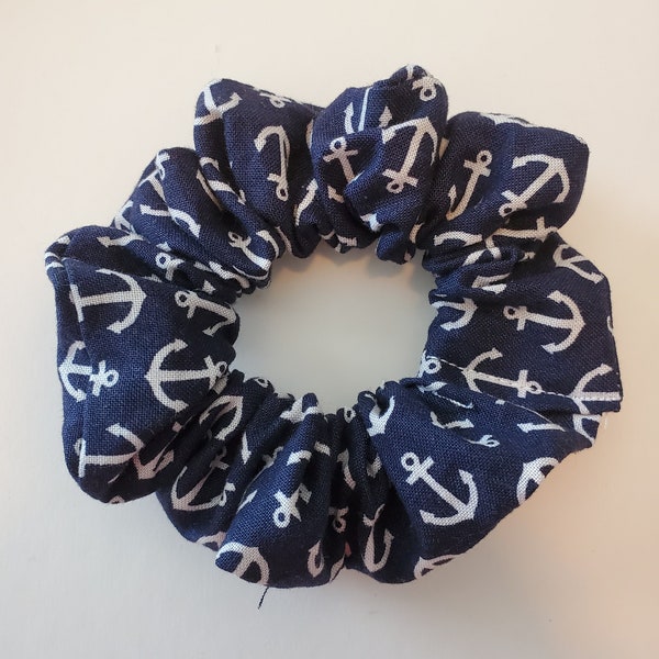 Navy Blue Anchor Scrunchie