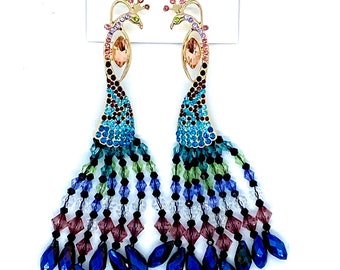 Betsey Johnson Fabulous Sparkling Peacock earrings