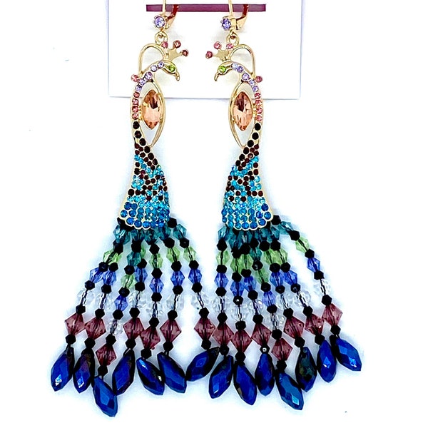 Betsey Johnson Fabulous Sparkling Peacock earrings