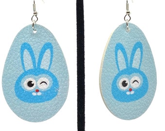 Easter bunny egg shaped lightweight blue spring earrings!