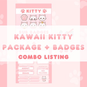 Kawaii Kitty Theme - Paquete completo de Twitch + Insignias (Animado)