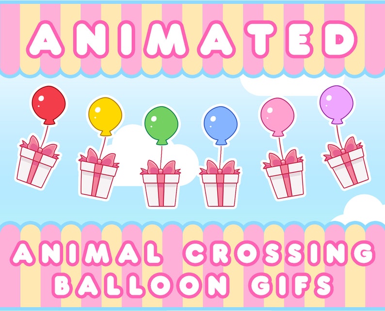 Animated Animal Crossing Balloon Gifs all 6 Colors Incl. Etsy UK