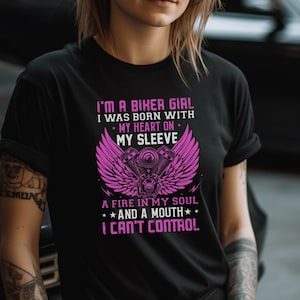 Biker Girl T-Shirt, Mouth I can&#39;t Control, Biker Girl Tee, Female Rider, Funny Biker Shirt, Bike Lover Shirt, Girl Biker Gift, Two Wheels