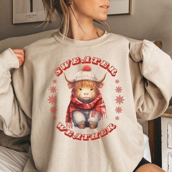 Highland Cow Crewneck Sweatshirt for Her Cute Highland Cow Sweater Cute Cow Sweatshirt Farmer Life Sweatshirt Cow Lover Etsy