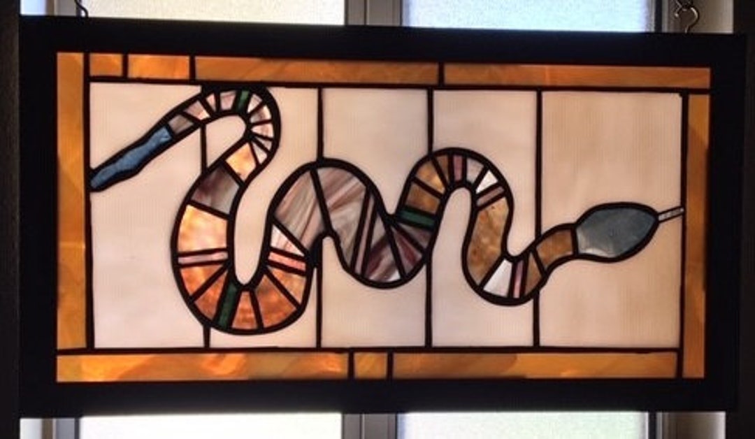 Snake Window Display Stained Glass Snake Window Panel. Framed and Ready to Hang. Beautiful ...