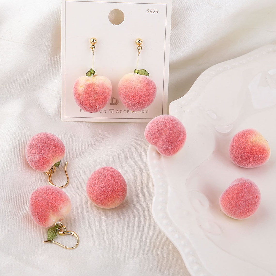 10pcs Peach Earrings Charm Enamel Peach Charm Peach Pendant Etsy