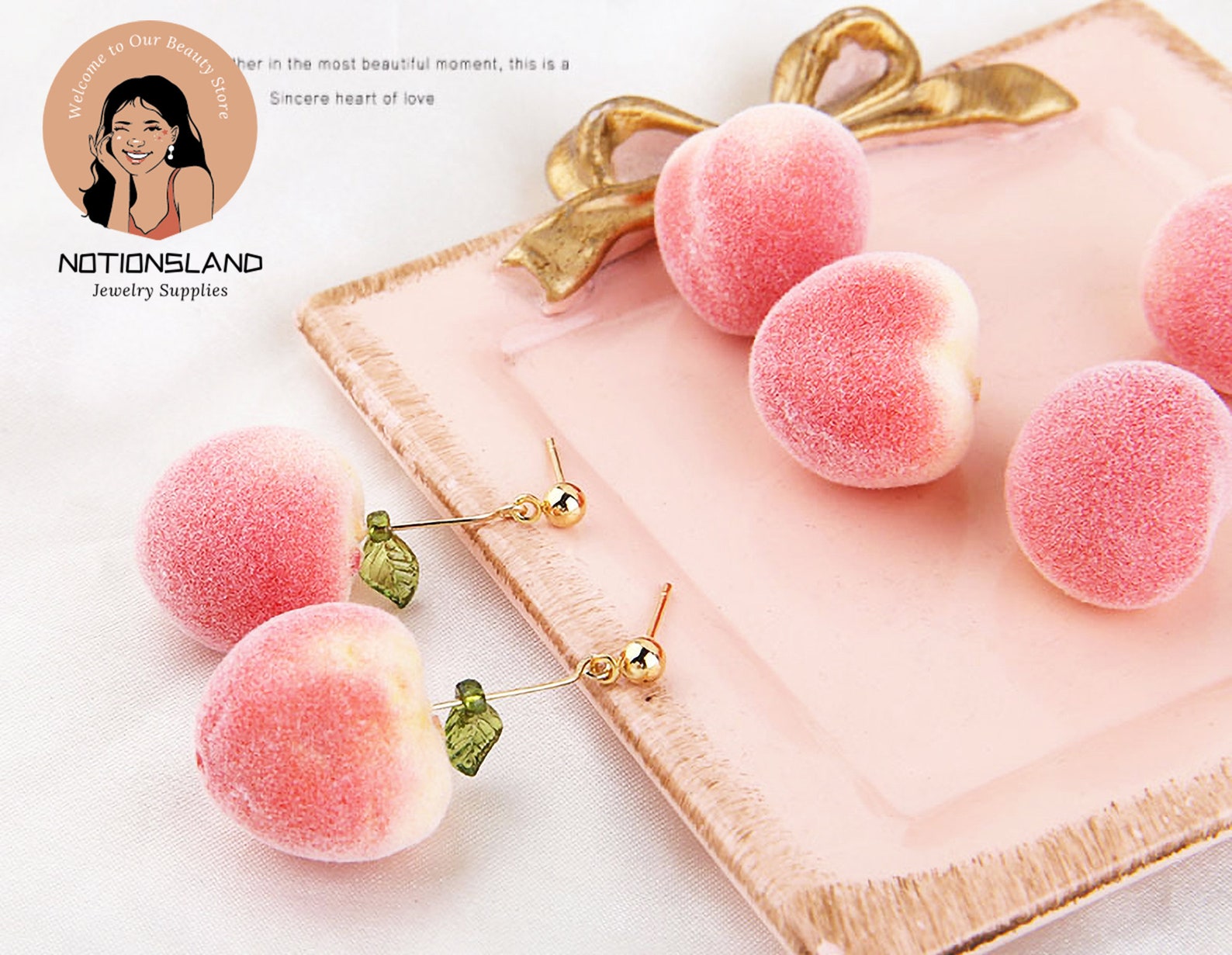 10pcs Peach Earrings Charm Enamel Peach Charm Peach Pendant Etsy