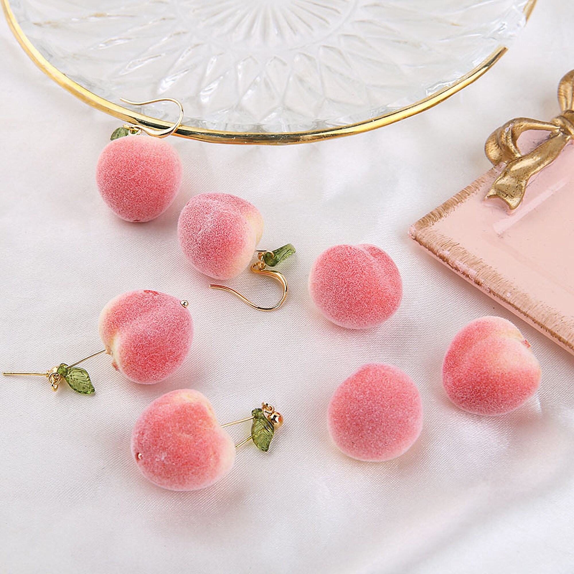 10pcs Peach Earrings Charm Enamel Peach Charm Peach Pendant Etsy