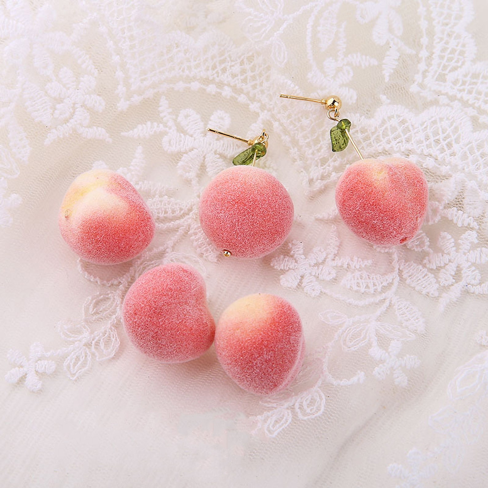 10pcs Peach Earrings Charm Enamel Peach Charm Peach Pendant Etsy