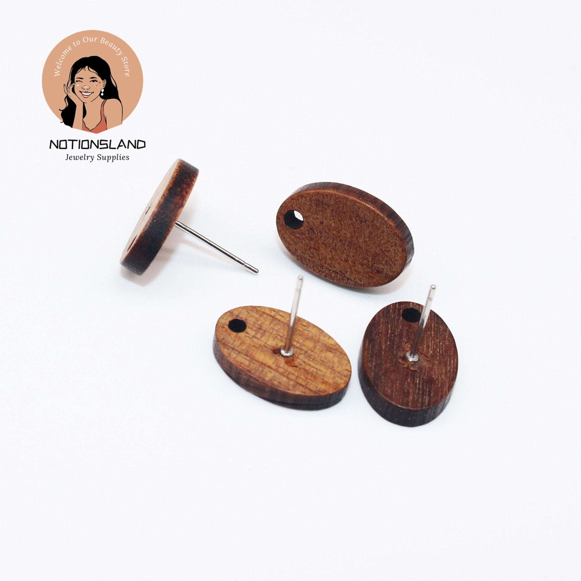 10pcs Wood Earrings Studs Charm Oval Stud Earrings Jewelry Etsy