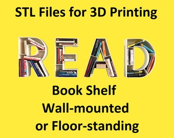 Stl für READ Floating Book Shelf und Art | Wohnzimmer, Zuhause, Büro, Bibliothek | Wandregal | Offenes Stehregal | WAGEN SIE, LIEBER
