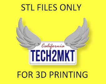 Decorazione targa con ali d'angelo bianche / File STL per stampa 3D / Decorazione auto / Divertente accessorio per Natale, Halloween, Pasqua / Accessorio per targa