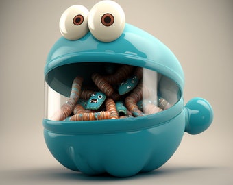 Frosch Candy Jar 3D druckbare STL-Dateien - Cartoon-ähnliche Frosch Keksdose oder Candy Container mit Deckel - Einzigartiges 3D-Druckprojekt, digitaler Download