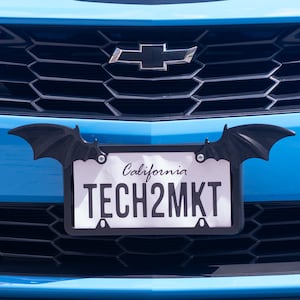 License Plate Bat Wings Decor | Funny Halloween Accessory | Car Halloween Decoration | License Plate Customization | Gothic Vehicle Decor