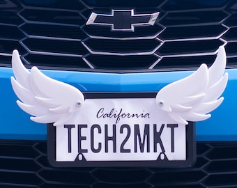 Angel Wings License Plate Decor | Car Decoration | Fun Christmas, Halloween, Easter Prop | Memorial Day Vehicle Plate Tag Accessory