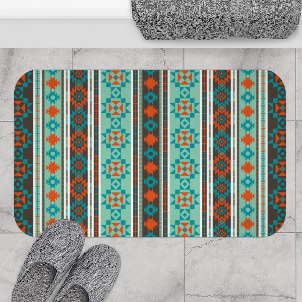 Southwestern Bath Mat Boho Bath Mat Bathroom Mat Etsy