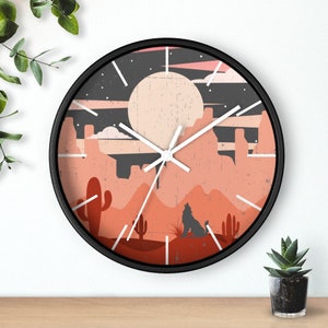 Wall Clock, Clocks, Gifts, Wolf Desert Sunset, Wooden Clock, Time, Wall Decor, Midnight, Wood, Plexiglass, Decor, Home Decor, Gifts image 7