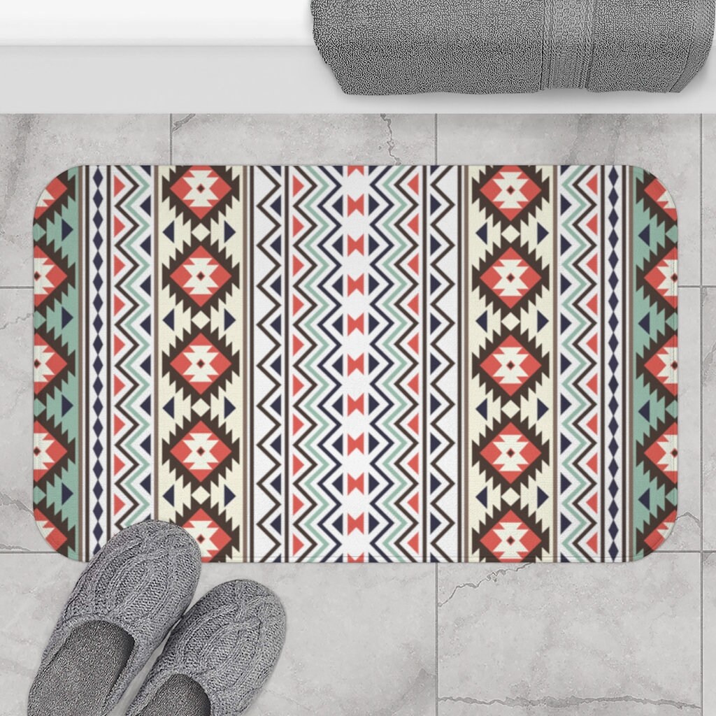 Bath Mats Bathroom Rugs Two Sizes Southwestern Rug Mat Etsy