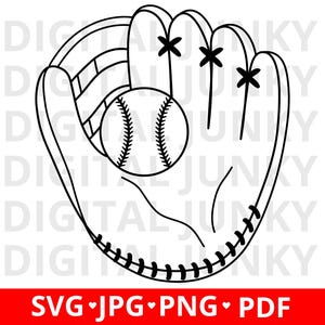 Honkbalhandschoen en honkbalhandschoen SVG, honkbalhandschoen SVG, honkbalhandschoen svg, honkbal en honkbalhandschoen svg, honkbalhandschoen en bal - digitale download