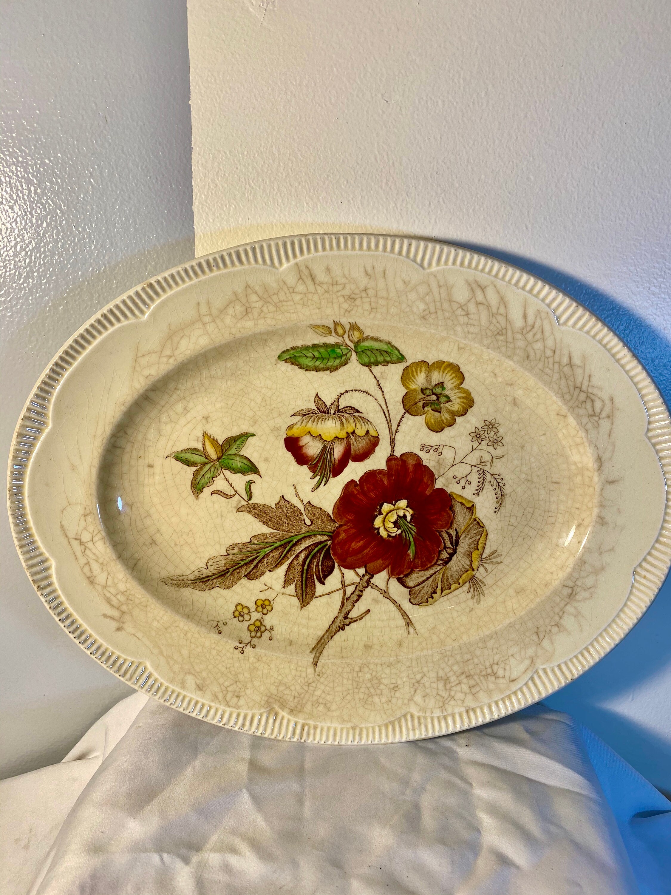 Newport Pottery Olde Bristol Porcelain Floral Platter Clarice Etsy