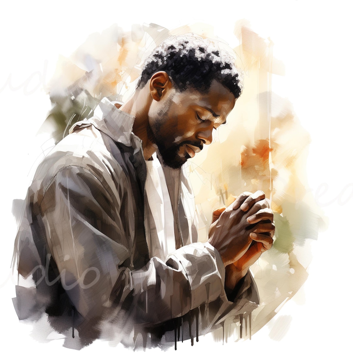 Prayer Clipart, Black Man Praying Clipart, Afro American Man PNG ...