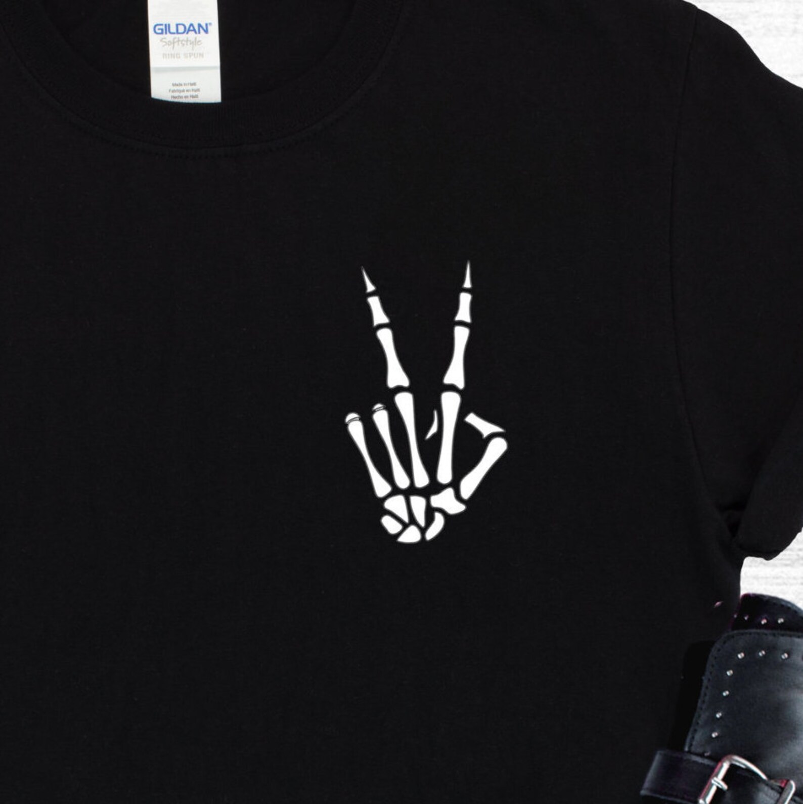 Skeleton Peace Sign Halloween Shirt Skeleton Hand Skeleton | Etsy