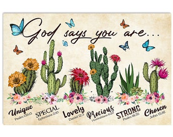 Artwork Wall No Frame Glossy Poster Home Wall Decor Cactus God says you are ..