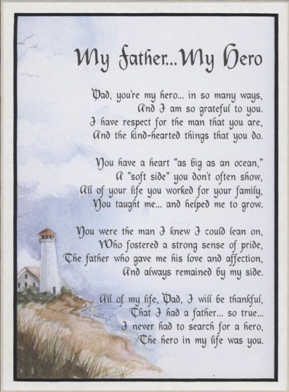 My Father My Hero Canvas Framed With Text or Quote Father Day | Etsy