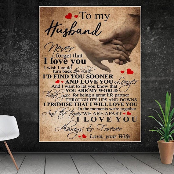 To My Husband Never Forget That I Love You Canvas From Wife Etsy To My Husband Never Forget That I Love You Canvas From Wife Etsy