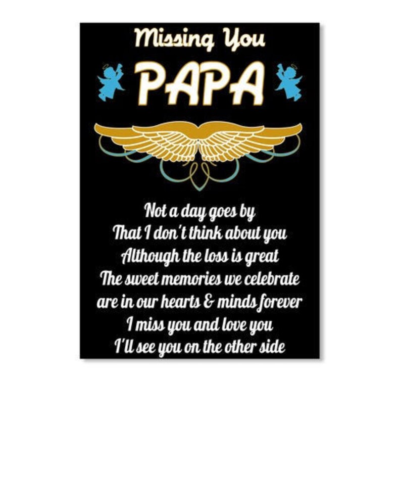 Missing You Papa Canvas Framed With Text Or Quote Father Day Etsy