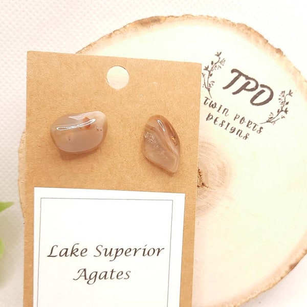 Lake Superior Agates stud earrings