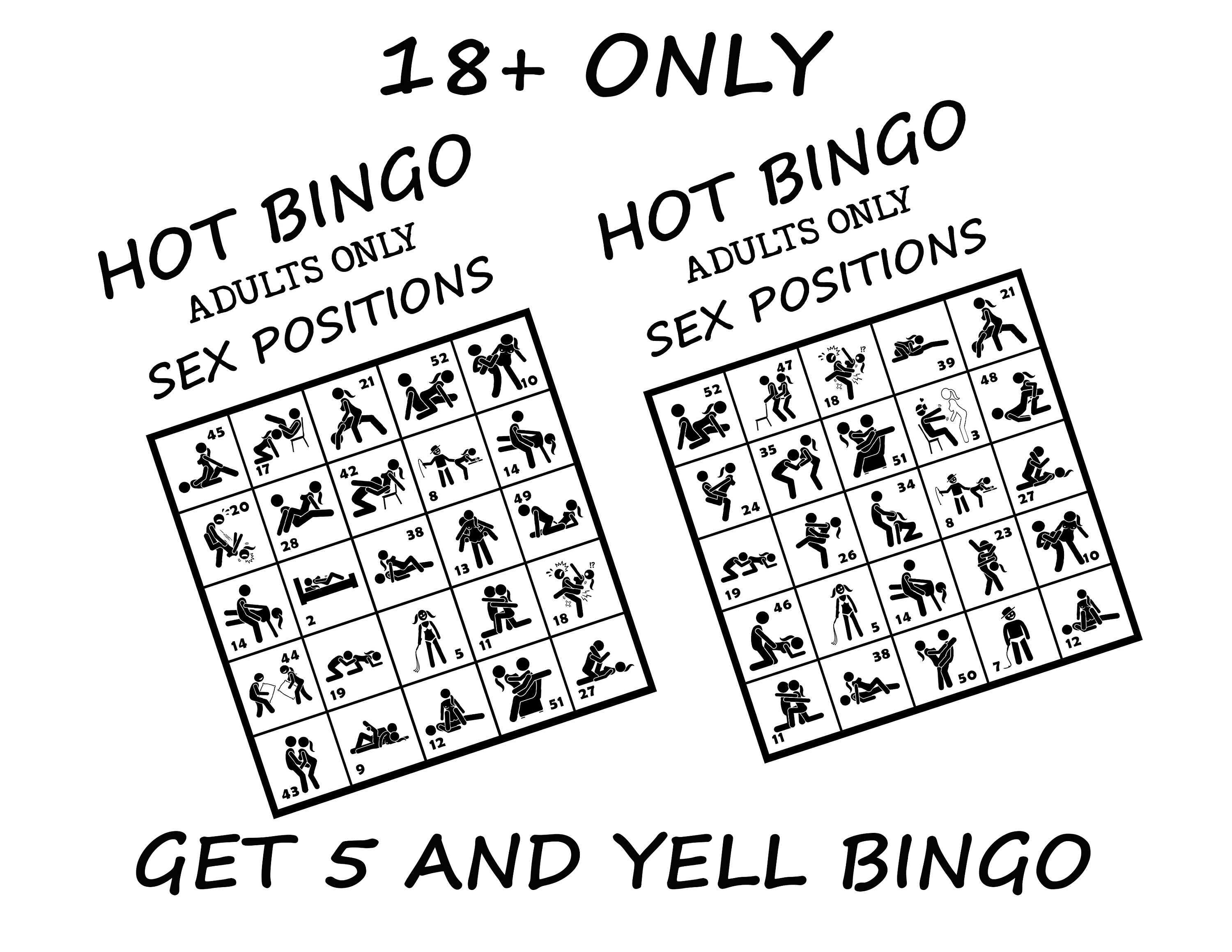 Adults 15 cards bingo gameSex positions gamePrintable Etsy