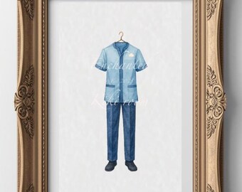 Resort Custodial-Park Inspirierte Uniform Aquarell Kunst
