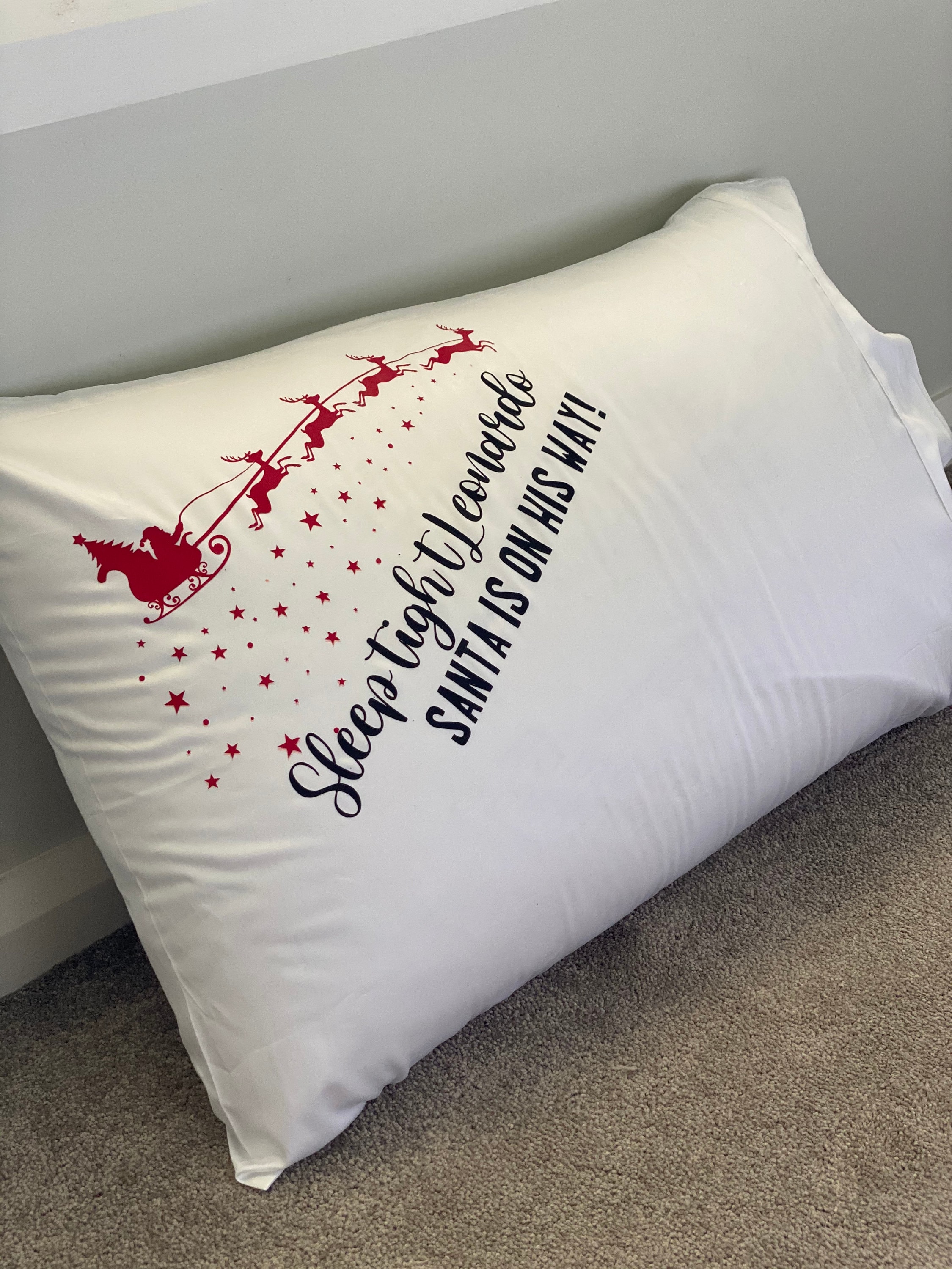 Custom Made Christmas Eve Pillow Case Children Name Etsy