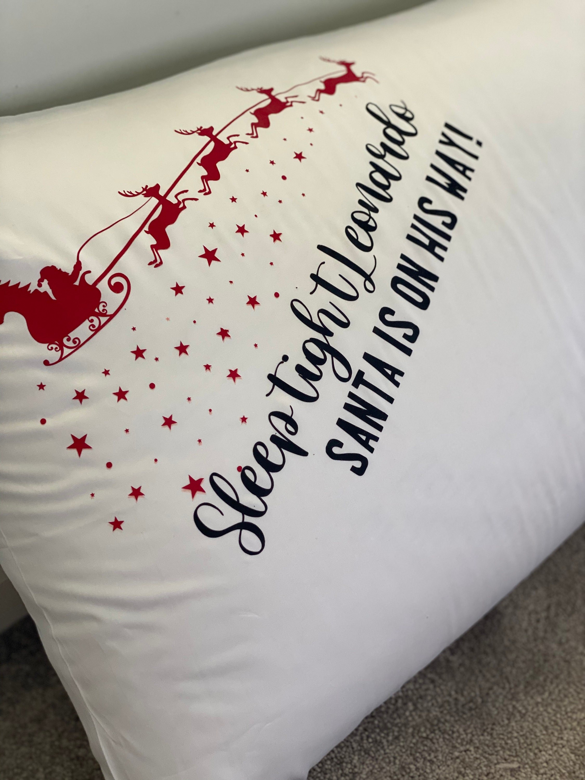 Custom Made Christmas Eve Pillow Case Children Name Etsy